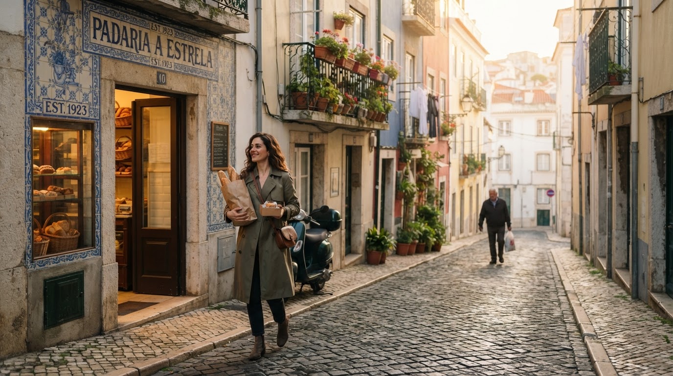 Rotina da manhã numa rua de Lisboa