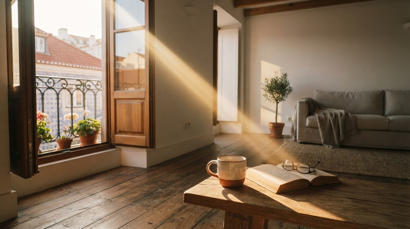 Apartamento em Lisboa banhado pela luz da manhã